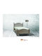 Patmos Single Bed Upholstered with Beige Fabric for Mattress 90x200cm