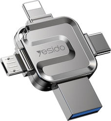 Yesido 128GB USB 2.0 Stick με σύνδεση Lightning Γκρι