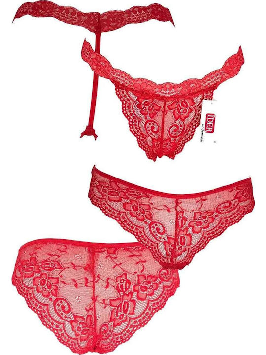 Γυναικεία Slip 2Pack με Δαντέλα Κόκκινο