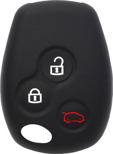 Silicone Car Key Cover Case with 3 Buttons for Smart Black