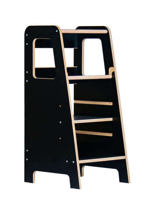 Montessori Learning Tower made of Wood Black