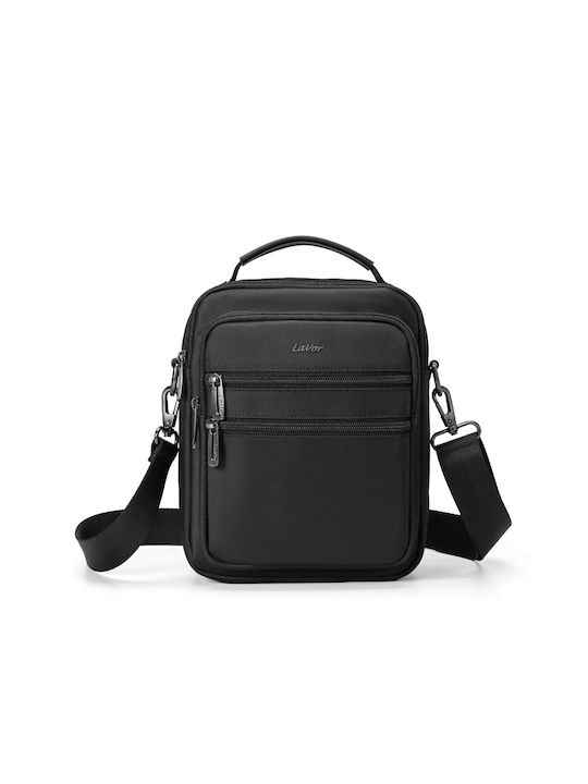 Lavor Fabric Shoulder / Crossbody Bag with Zipper & Adjustable Strap Black 21x11cm