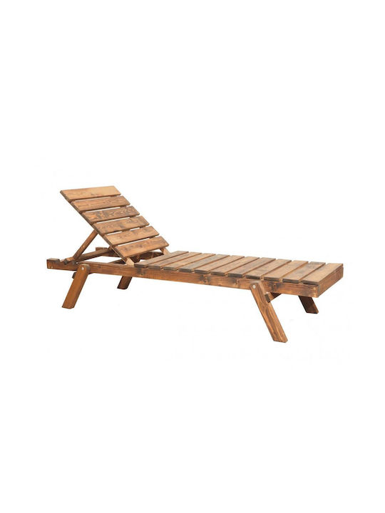 Deckchair Wooden Beige 200x60x37cm.