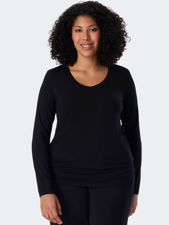 Schiesser Women's Blouse Long Sleeve Black