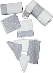 Batus Baby Crib Bedding Set Stars 9pcs White-Grey