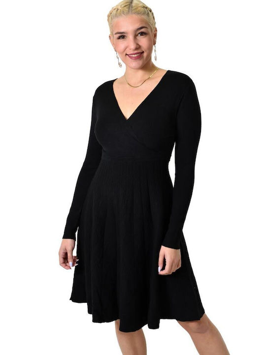 Potre Midi Φόρεμα Κρουαζέ Μαύρο