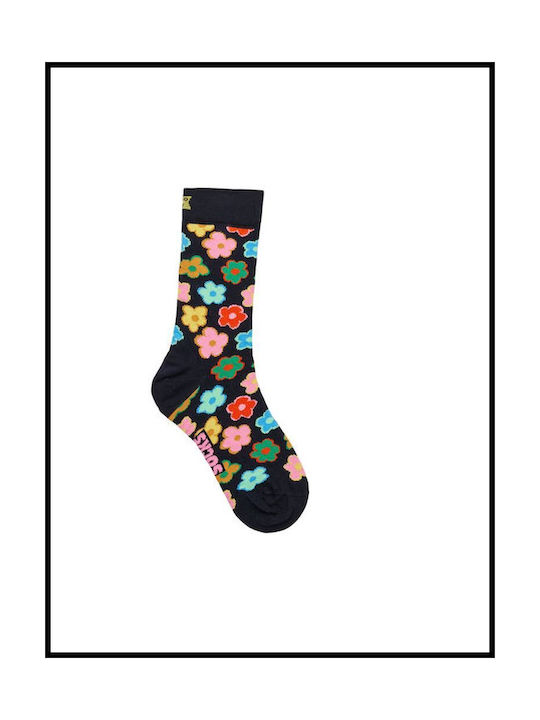 Happy Socks Γυναικείες Κάλτσες με Σχέδια ΜΑΥΡΟ