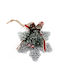 Hanging Snowflake Ornament Silver with Glitter 12cm