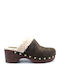 Chunky Heel Mules Khaki
