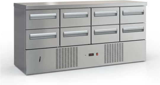 Inox Dobros Commercial Refrigerator with 8 Drawers L180xD60xH87cm