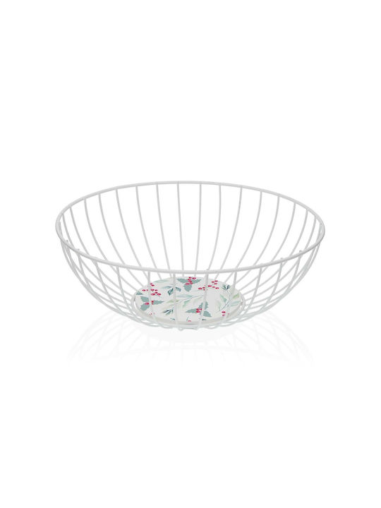 Versa Fruit Bowl Metallic White 28x10x28cm