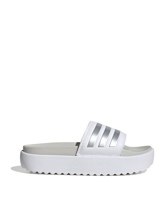 adidas Adilette Slides με Πλατφόρμα σε Λευκό Χρώμα