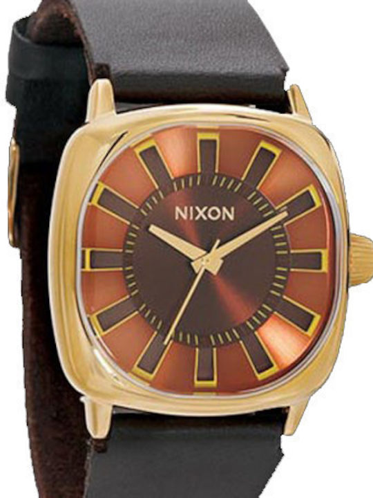 Nixon Γυναικείο Ρολόι 43mm Μπαταρίας με Καφέ Δερμάτινο Λουράκι