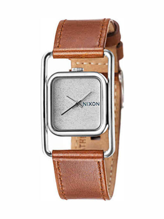 Nixon Dynasty Women's Watch with Brown Leather Strap