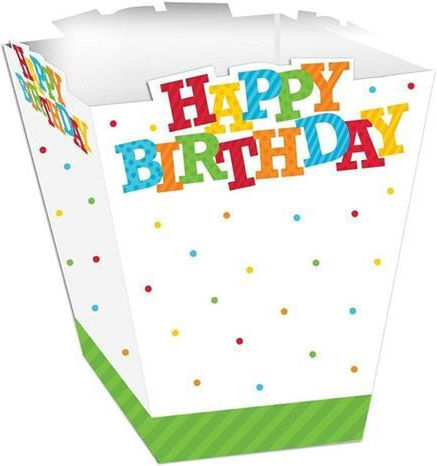 Creative Converting Happy Birthday Κουτάκι Ποπ Κορν για Party 4τμχ