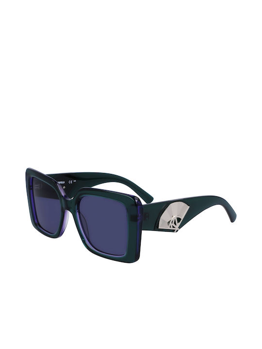 Karl Lagerfeld Women's Sunglasses with Green Plastic Frame and Blue Lens KL6126S-427