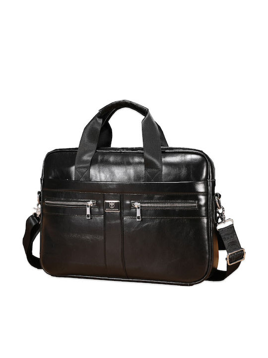 Bull Captain Leather Men's Briefcase Black