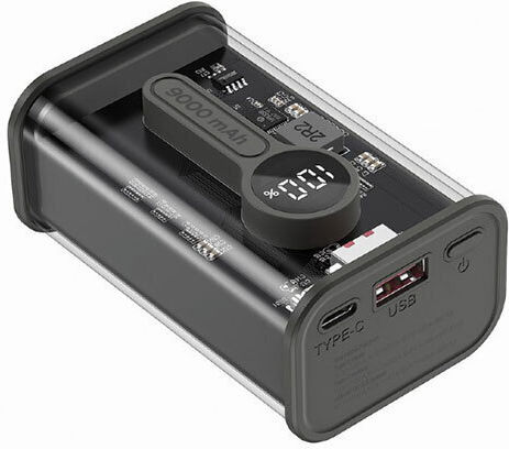 Gembird Power Bank 9000mAh 18W με Θύρα USB-A και Θύρα USB-C Quick Charge 3.0 Διάφανο