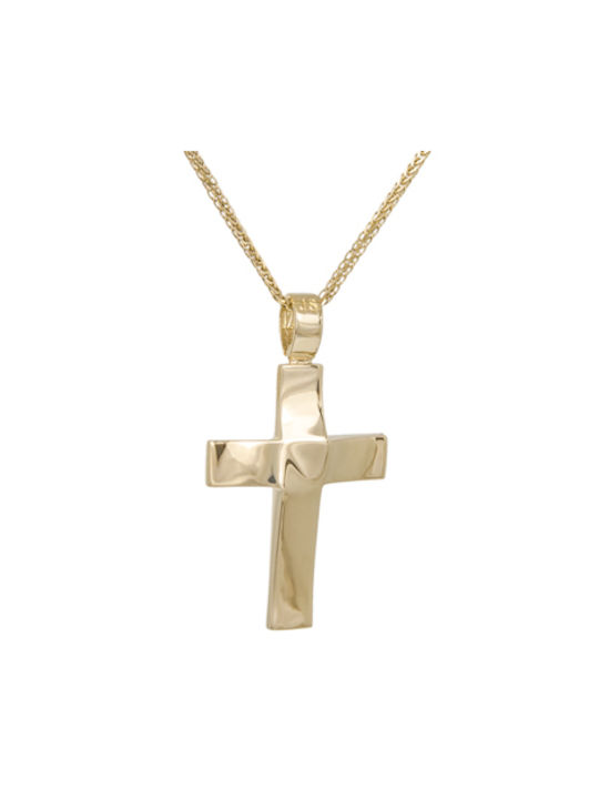 Herren Gold Kreuz 14K mit Kette