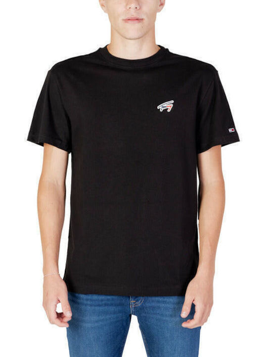 Tommy Hilfiger T-shirt Bărbătesc cu Mânecă Scurtă Negru