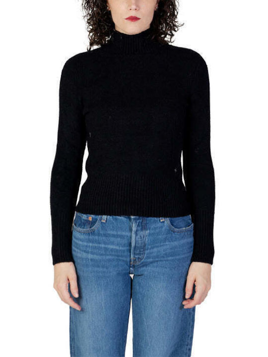 Guess Long-sleeved Women's Pullover Turtleneck Black