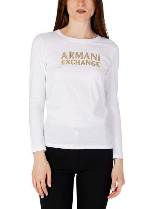 Armani Exchange pentru Femei Bluză din Bumbac Mânecă lungă Albă