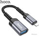 Hoco UA24 Μετατροπέας Lightning male σε USB-A female Γκρι 1τμχ