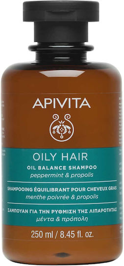 Apivita Oil Balance Peppermint & Propolis Σαμπουάν κατά της Σμηγματορροϊκής Δερματίτιδας για Λιπαρά Μαλλιά 250ml