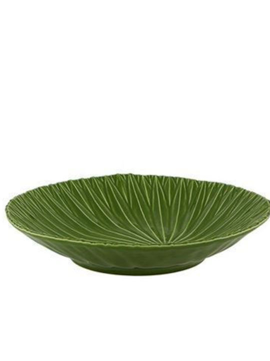 Bordallo Pinheiro Teller Suppe aus Porzellan Grün mit Durchmesser 23cm