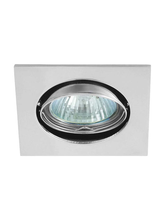 Greenlux Spot Pătrat Metalic De Tavan Cu Dulie GU5.3 Argintie
