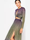 Hoch tailliert Maxi Rock Polka Dot Lila