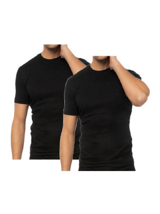 Men's Undershirts Short-sleeved Black 2Pack