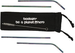 Boobam Metallic Brown Straws with Brush