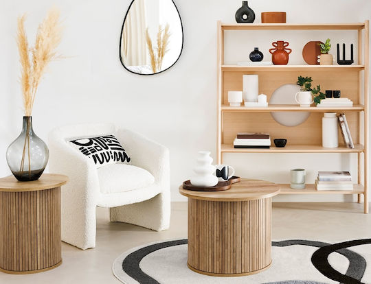 Round Side Coffee Table Colva Made of Solid Wood Natural Wood Colour W45xL45xH50cm