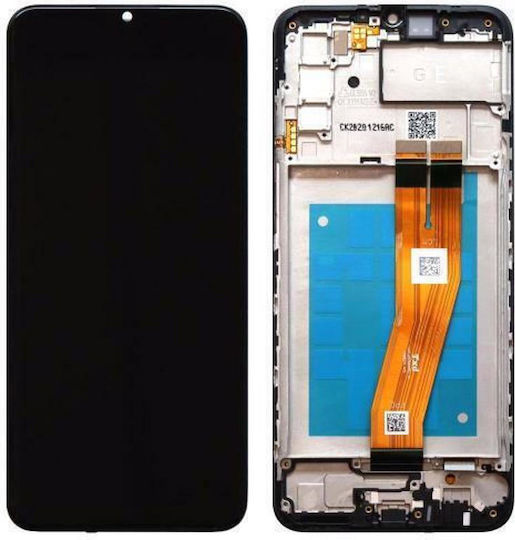 O ecran OLED cu Mecanism Tactil și Cadru pentru Galaxy A02s (Negru)