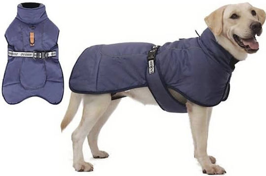 Value Blue Waterproof Dog Coat with 51cm Back Length