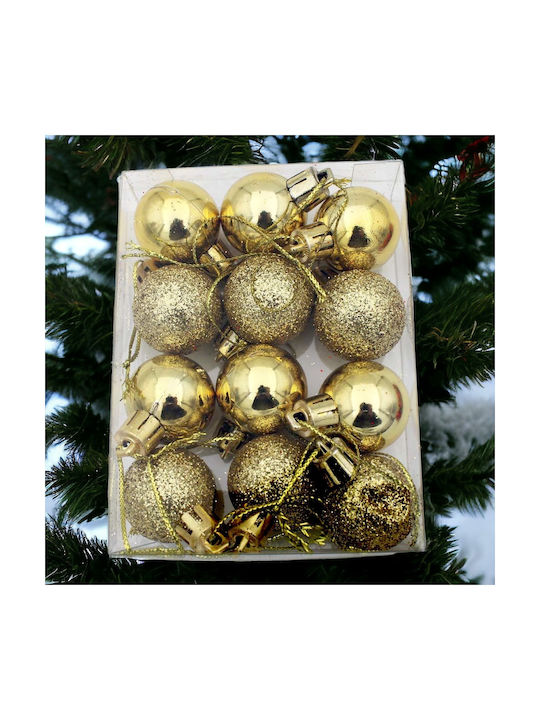 Christmas Ball Ornament Gold 3cm 12pcs