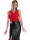 Γυναικειa Damen Bluse mit Spitze Red