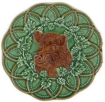 Bordallo Pinheiro Christmas Plate Ceramic Green