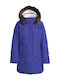 Ellie Women's Long Puffer Jacket Waterproof for Winter with Hood Blue