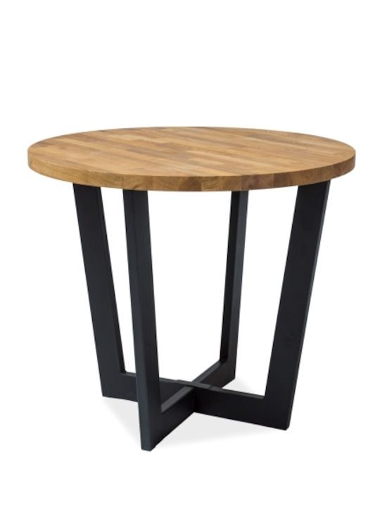 Lity Tisch aus Massivholz & Metall Oak / Black 90x90x78cm