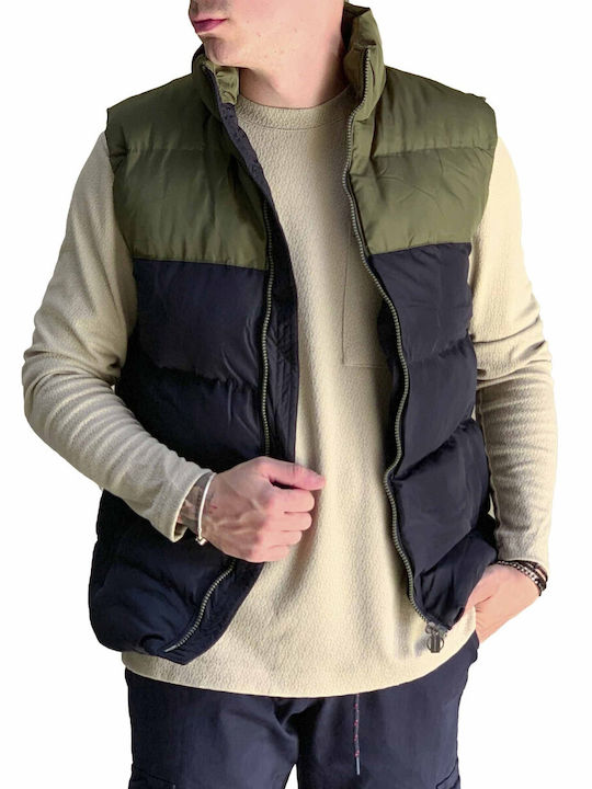 Huxley & Grace Men's Sleeveless Puffer Jacket Haki.