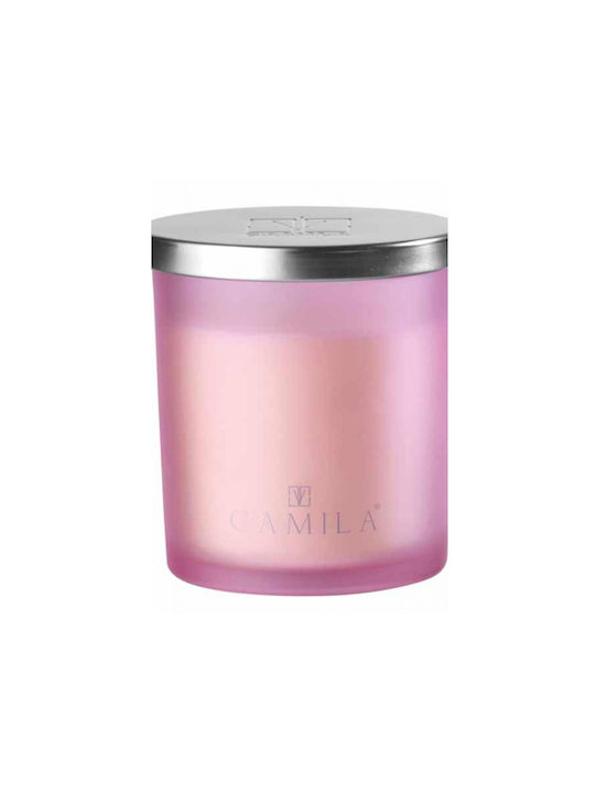 Camila Lumânare Aromată Borcan cu Aromă Lapte de orez și floare de Chelly Violet 140gr 1buc