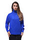 Zilan Women's Long Sleeve Sweater Turtleneck blue electric (code