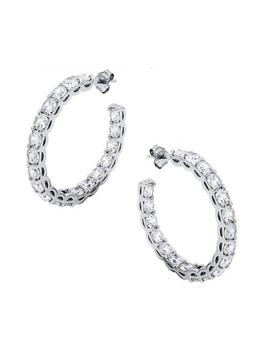 Earrings Hoops made of Silver with Stones