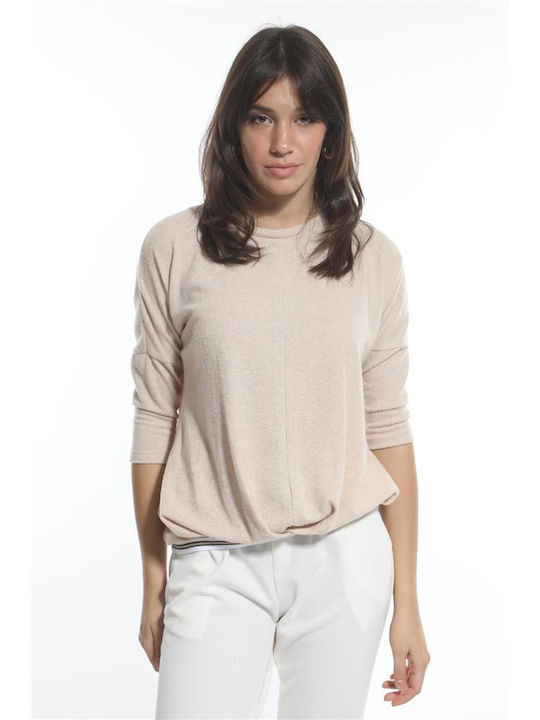 Ζένια Women's Pullover with 3/4 Sleeve Beige