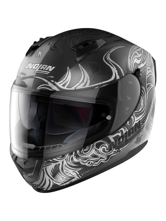 Nolan N60-6 Muse Flat Lava Grey White Black Motorcycle Helmet Full Face ECE 22.06 Weight 1450gr with Sun Visor