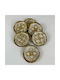 Round Coaster Wooden Gold 10cm 4pcs