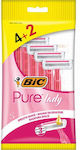 Bic Pure Lady Ξυραφάκια Σώματος μιας Χρήσης με 3 Λεπίδες & Λιπαντική Ταινία Aloe Vera 6τμχ