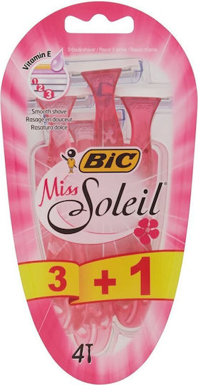BIC Miss Soleil Бръсначки за тяло за еднократна употреба с 3 остриета и лубрикантна лента 4бр